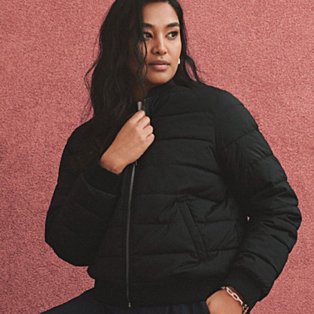 Simon's Black Quilted Baseball-style Bomber/Puffer Jacket (Size XS)